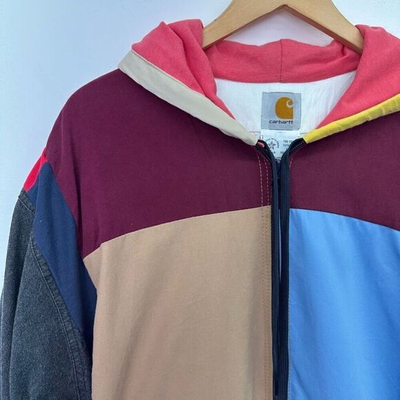 Carhartt Unisex Multicolored Patchwork Hooded Full Zip Jacket - Picture 12 of 16